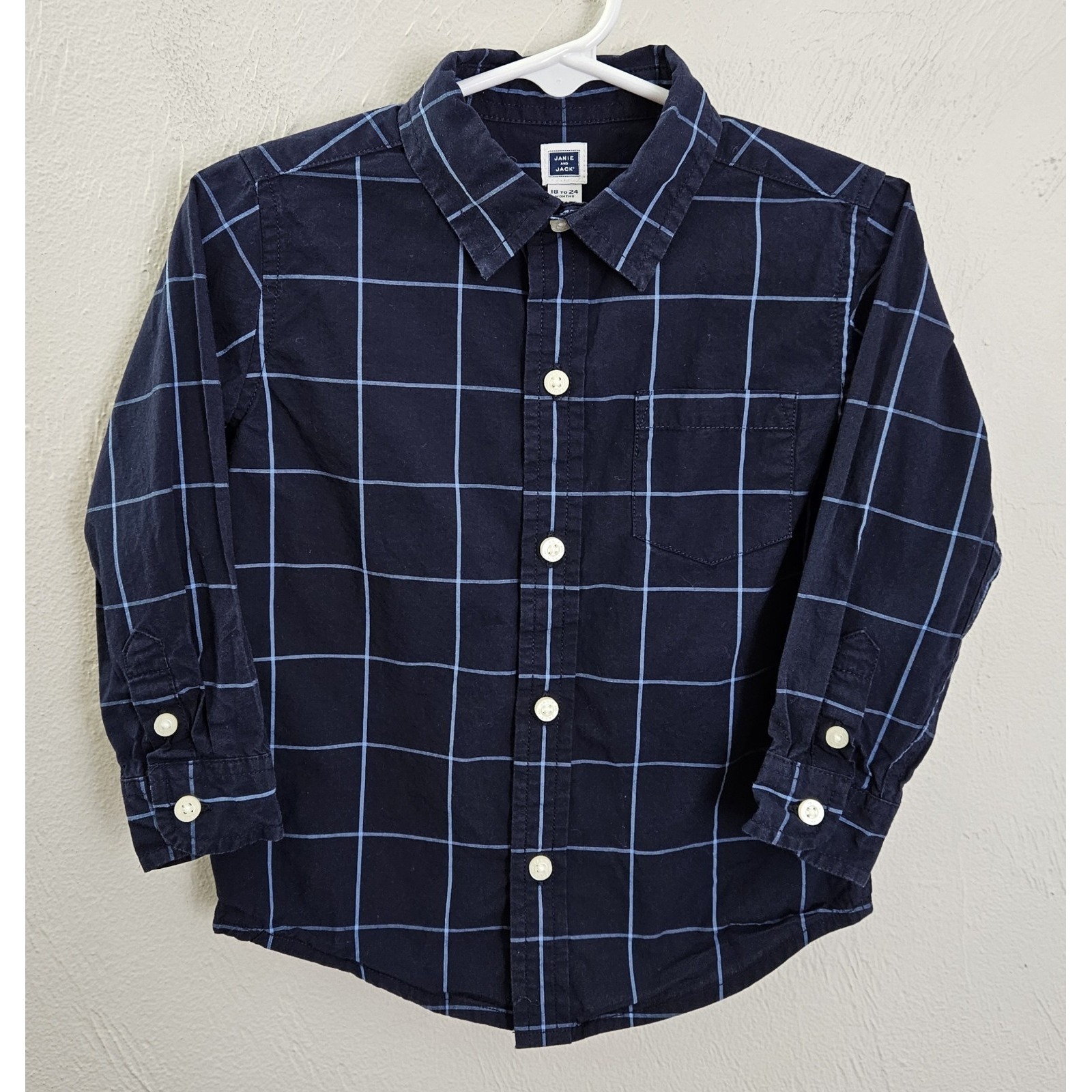 Janie And Jack Boys 18 To 24 Months Blue Long Sleeve Button Down Dress Shirt